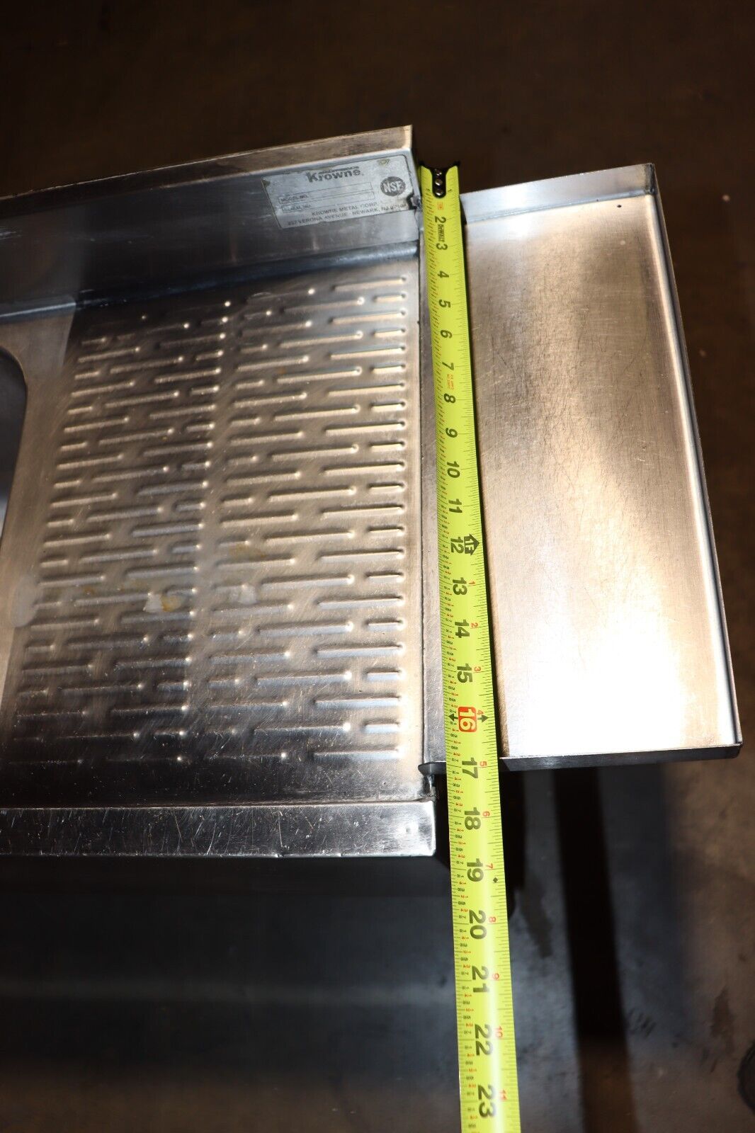 Krowne Metal 4 Compartment Stainless Bar Sink 19"D w/ Two 12" Drainboards, Used