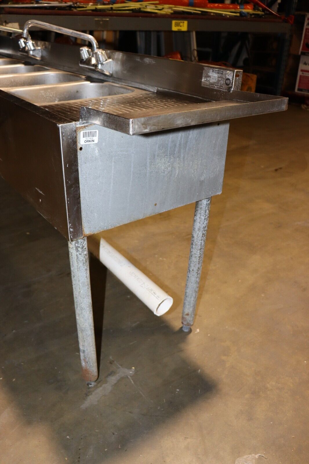 Krowne Metal 4 Compartment Stainless Bar Sink 19"D w/ Two 12" Drainboards, Used