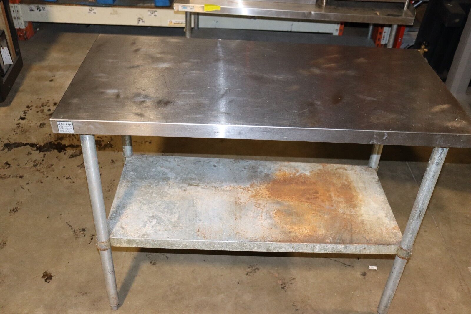 Sani-Safe 48''x 24'' Stainless Steel Table Prep & Work Commercial Worktable Used