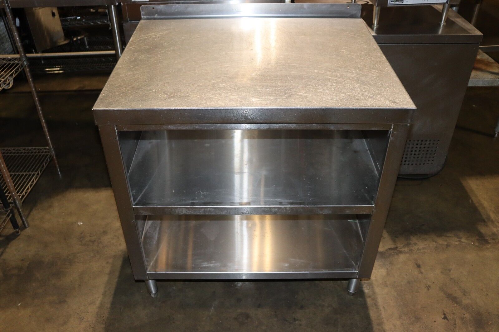 Stationary Stainless Steel Table with Storage 33.5 Inch Wide x 28 Inch Deep