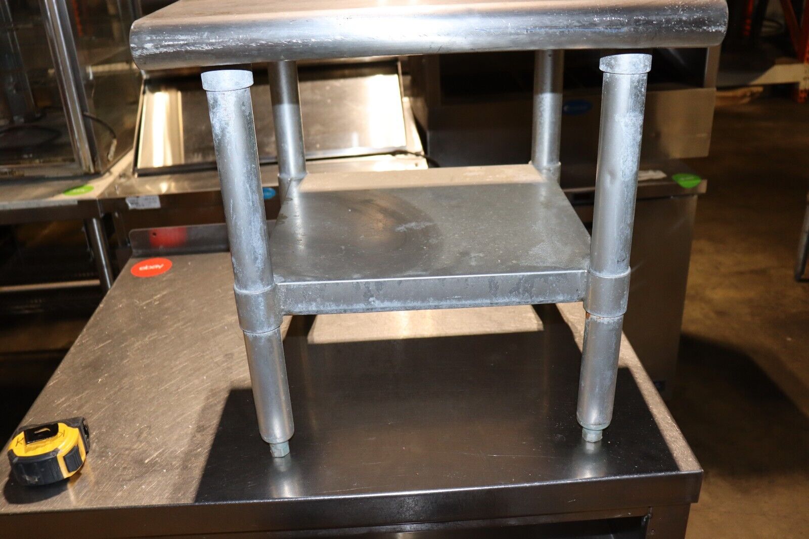 20 Inch x 20 Inch Mixer Table With Utensil Rack Galvanized Undershelf Stationary