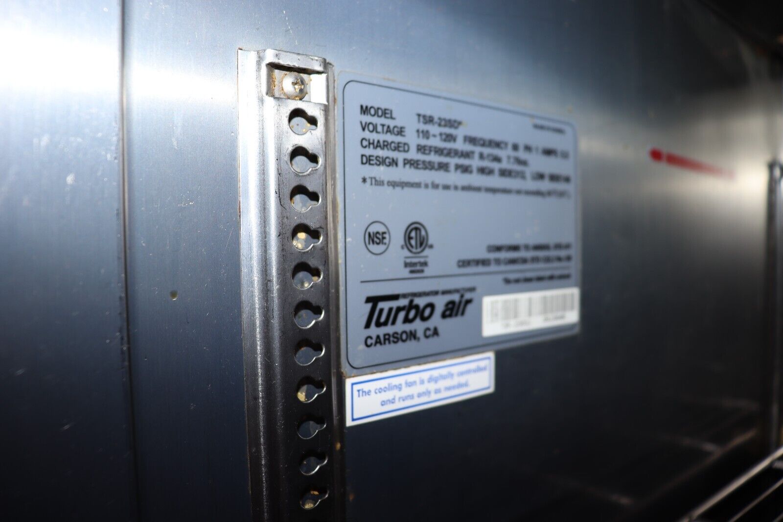 Turbo Air TSR-23SD 1 Door Upright Reach In Refrigerator Super Deluxe, Used