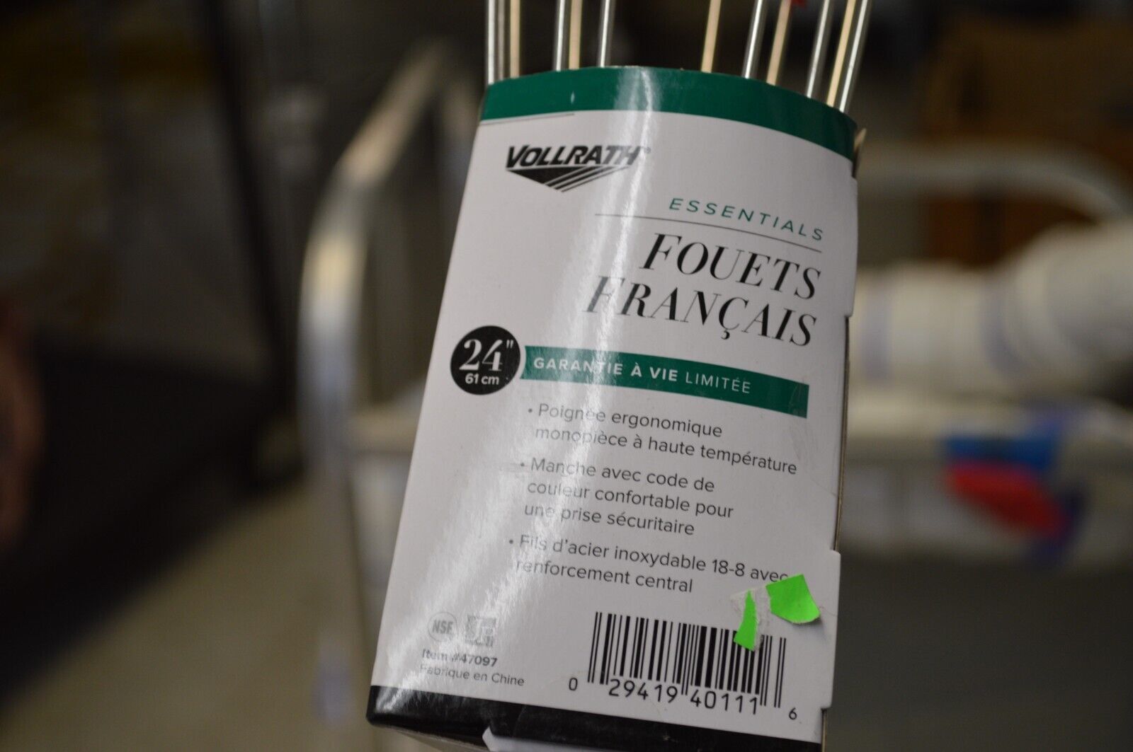 Vollrath 47097 Jacob s Pride 24 French Whip Aqua Nylon Handle, Stainless