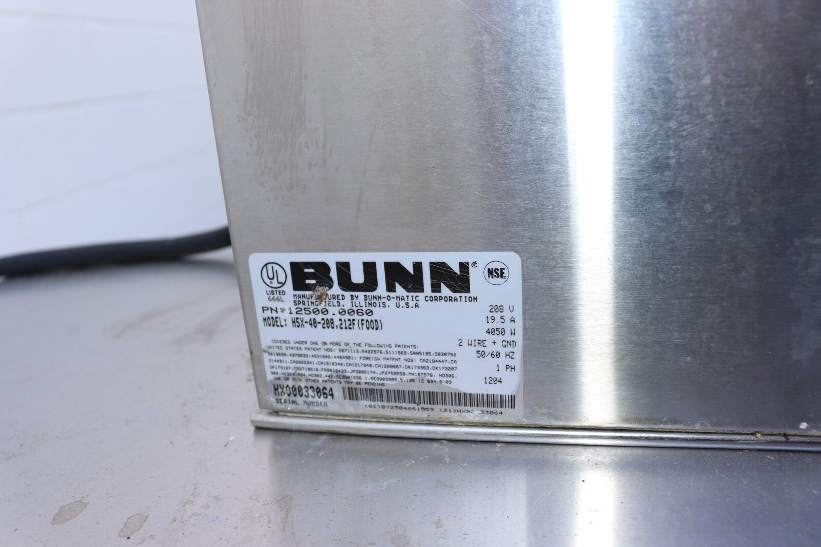 Bunn H5X 12500.0060 5 Gal Hot Water Dispenser, 208V, 1PH, Used, Clean