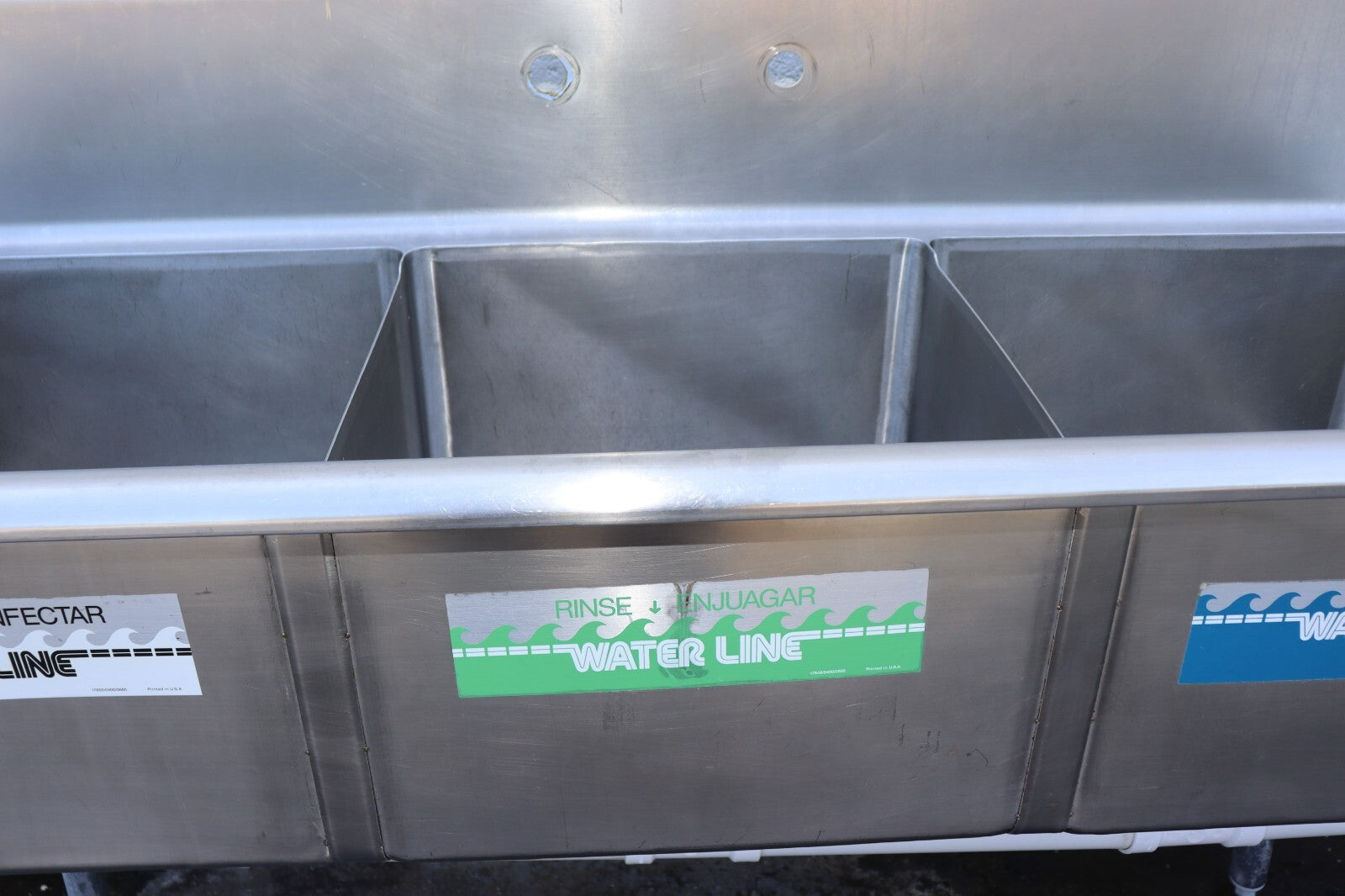 Stainless Steel 3 Compartment Sink w/ Right Drainboard 18X18X12D Bowls, 75 Inch