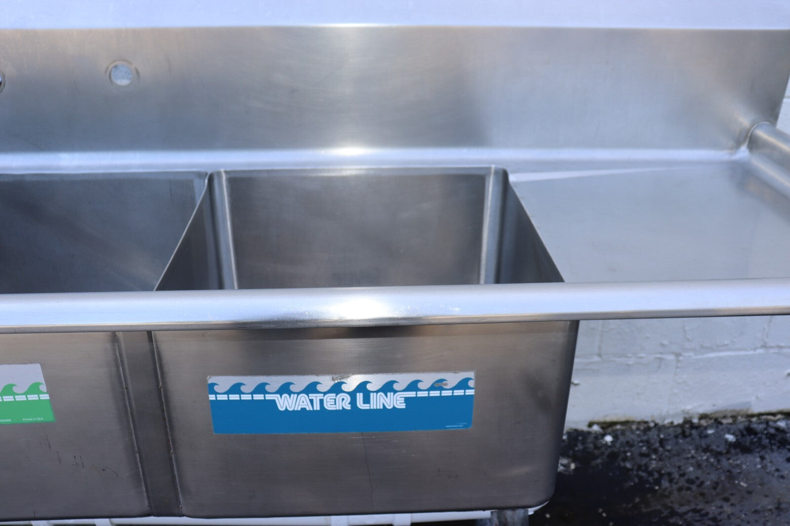 Stainless Steel 3 Compartment Sink w/ Right Drainboard 18X18X12D Bowls, 75 Inch