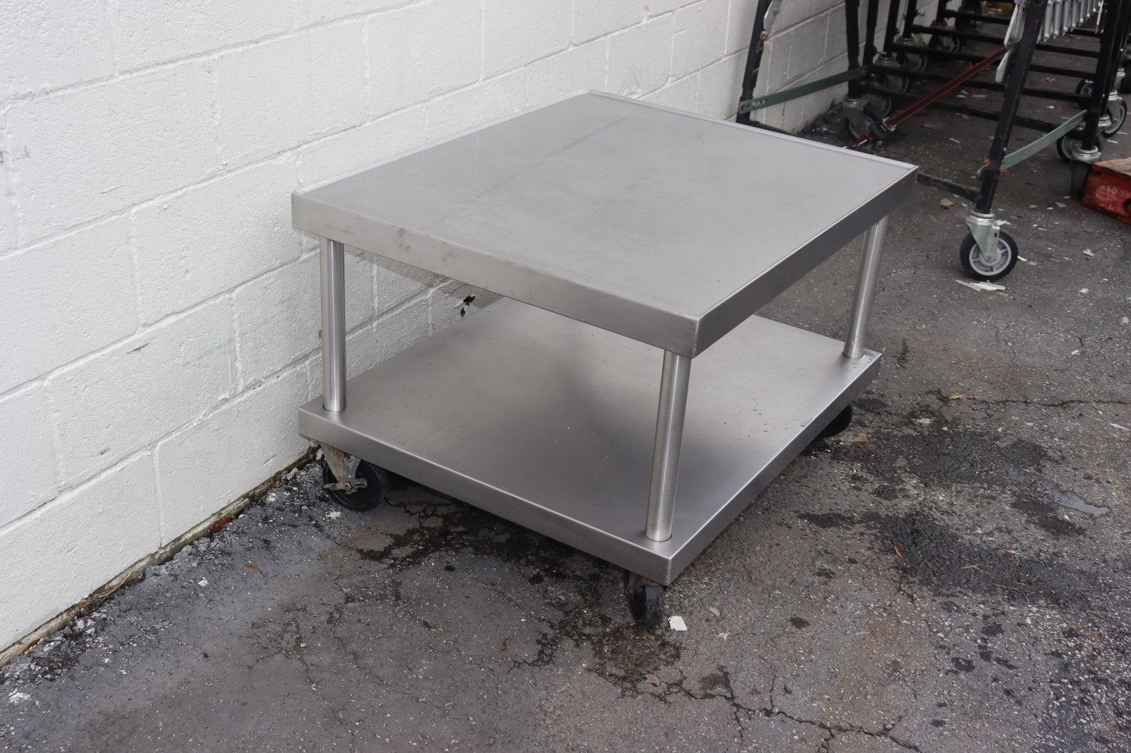 37 in. x 30 in. Stainless Steel Equipment Stand, w/ Wheels & Undershelf, Used