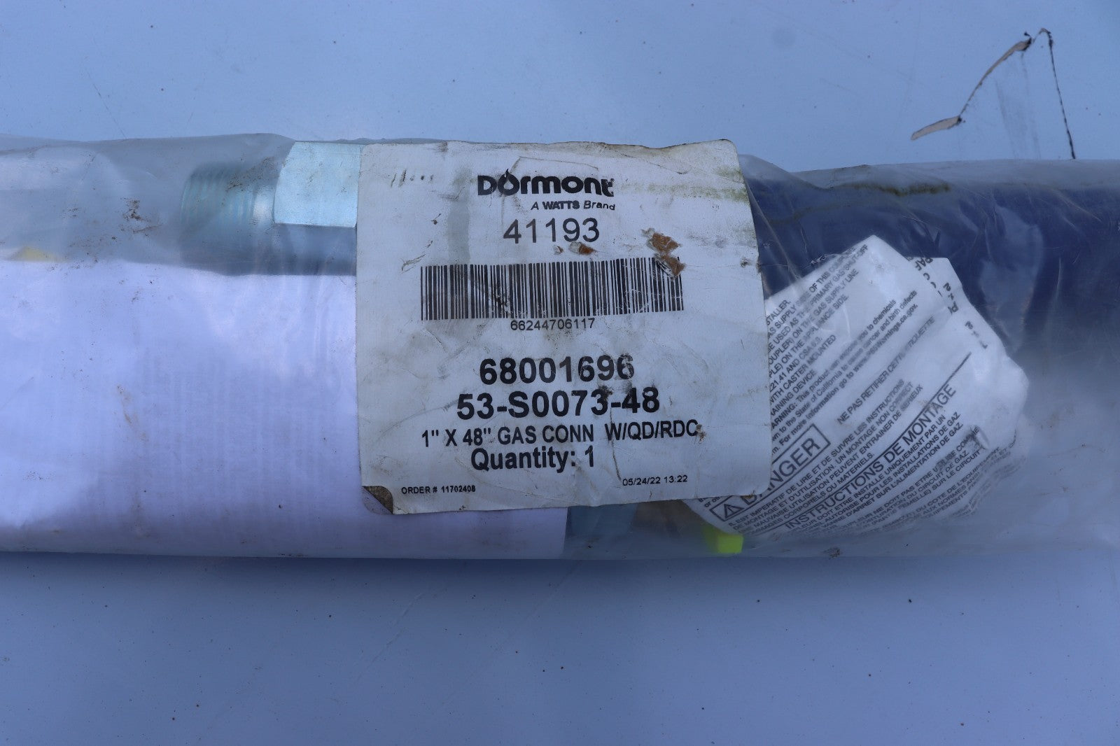 Dormont 53S007348 1 in x 48 in Gas Hose Kit