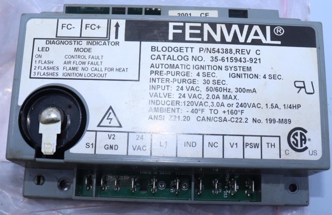 Blodgett Control,Ignition,Fenwal Hv100G 54388 - Free Shipping + Geniune OEM