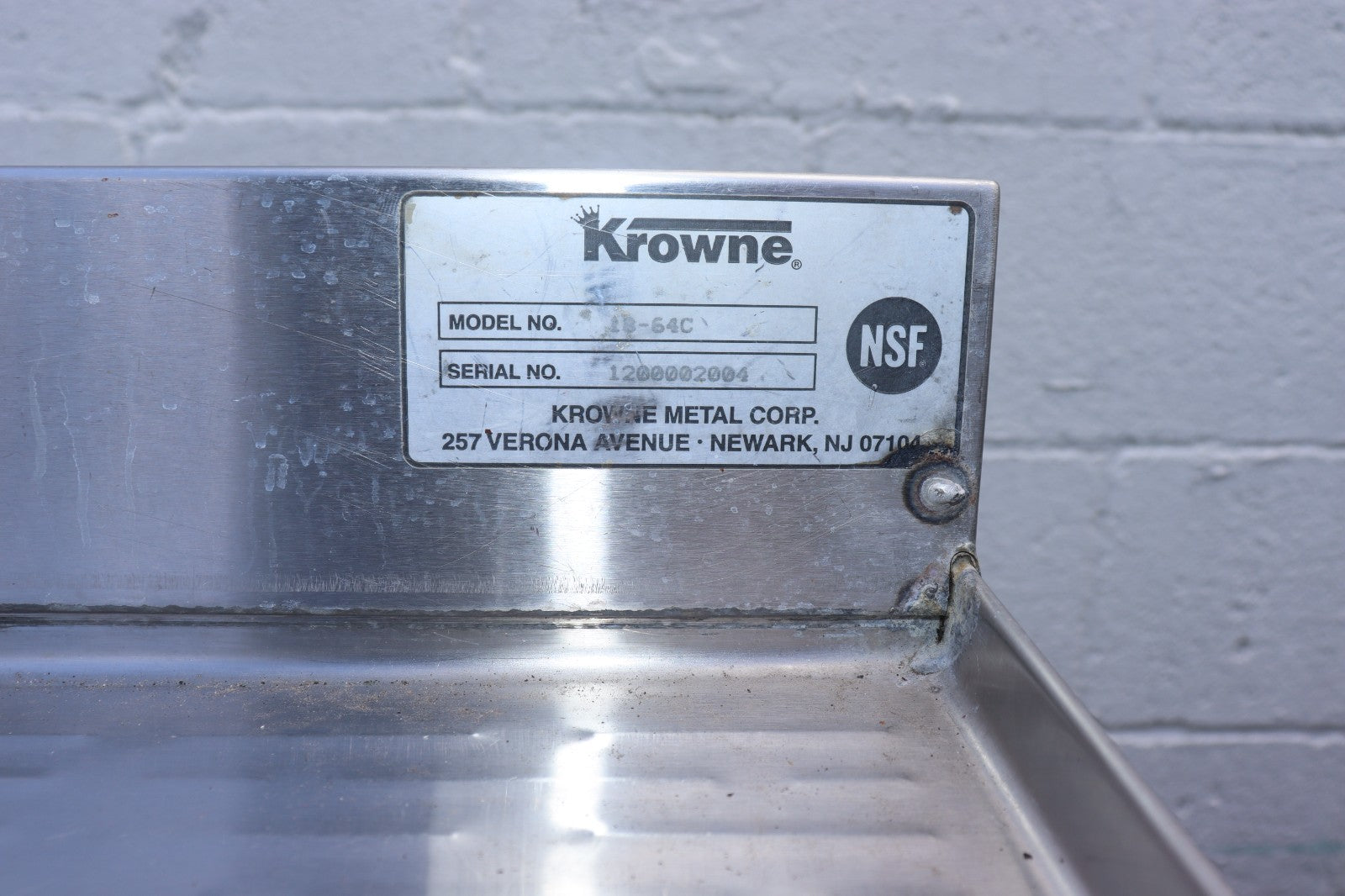 Krowne 1864C 1800 Series 72" Four Compartment Bar Sink, Used