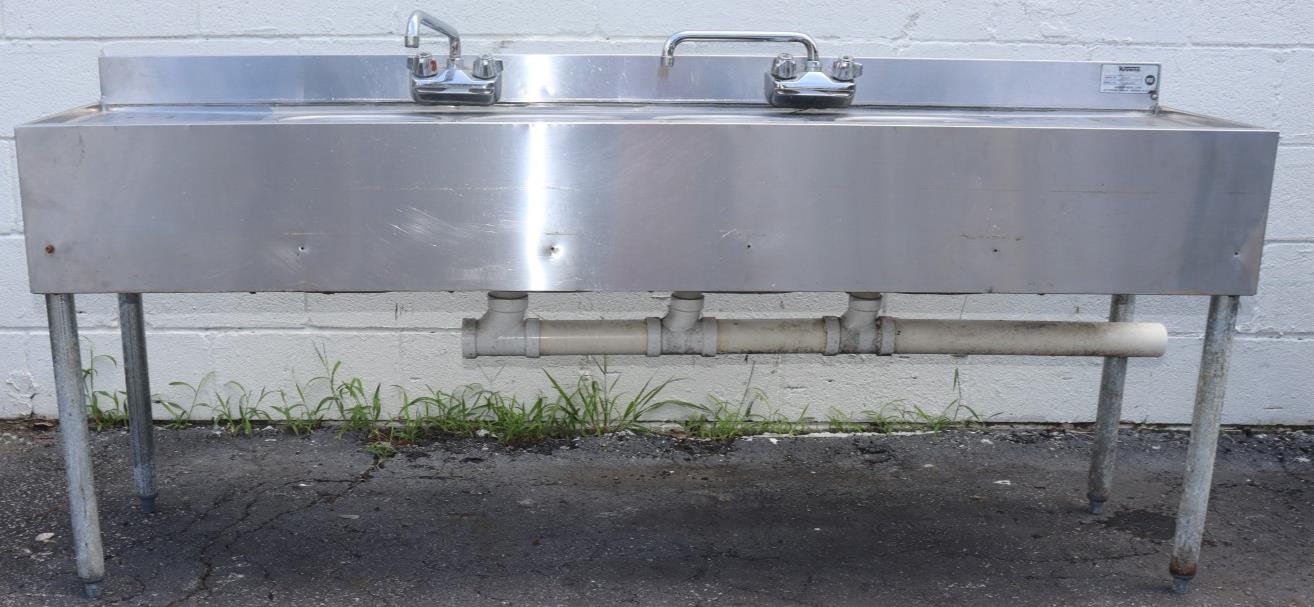 Krowne 1864C 1800 Series 72" Four Compartment Bar Sink, Used