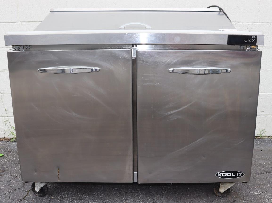 Kool-It KST-48-2 48" Sandwich / Salad Prep Table w/ 2 Doors, 18 Pans, Used CLEAN