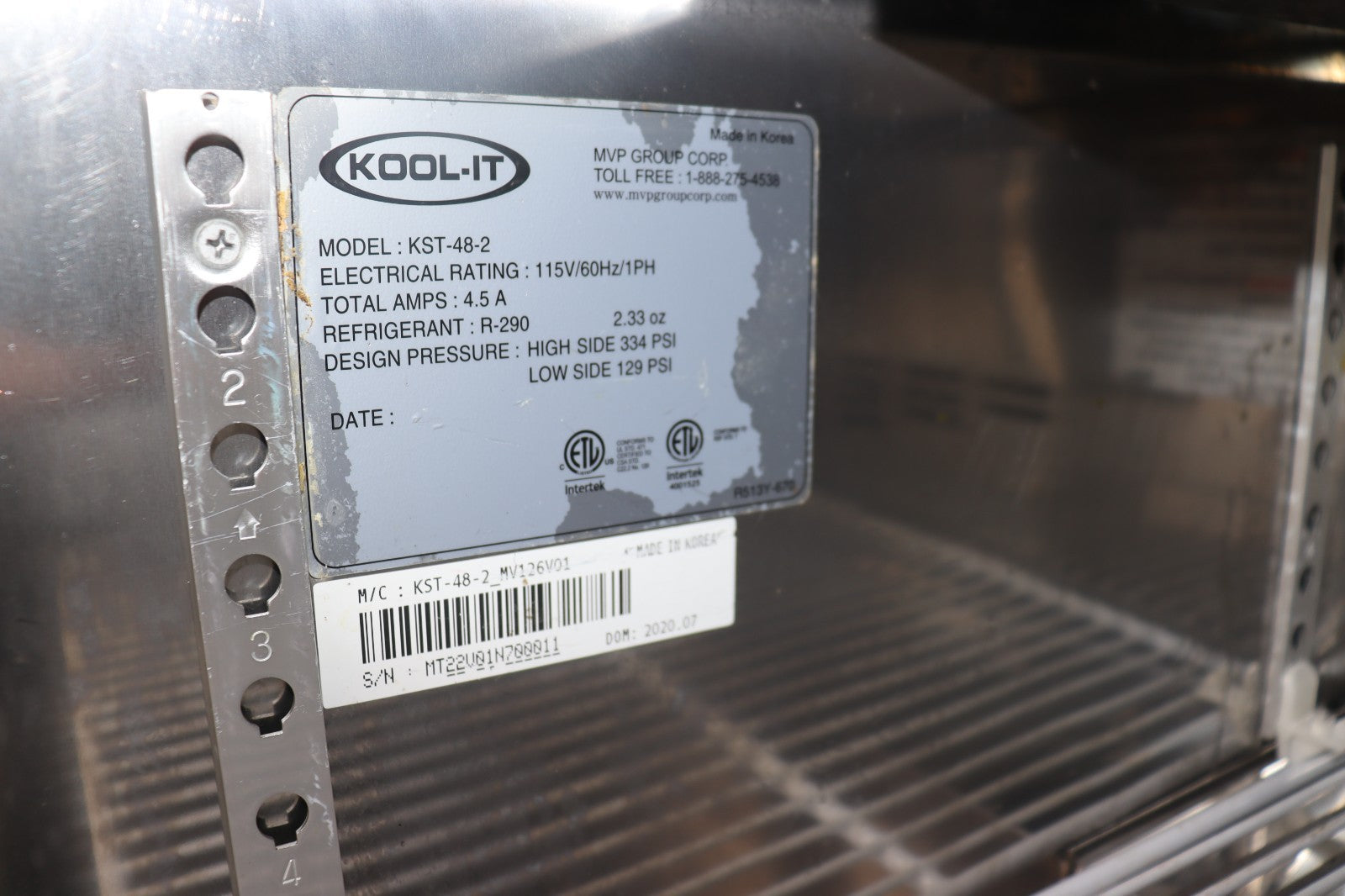 Kool-It KST-48-2 48" Sandwich / Salad Prep Table w/ 2 Doors, 18 Pans, Used CLEAN