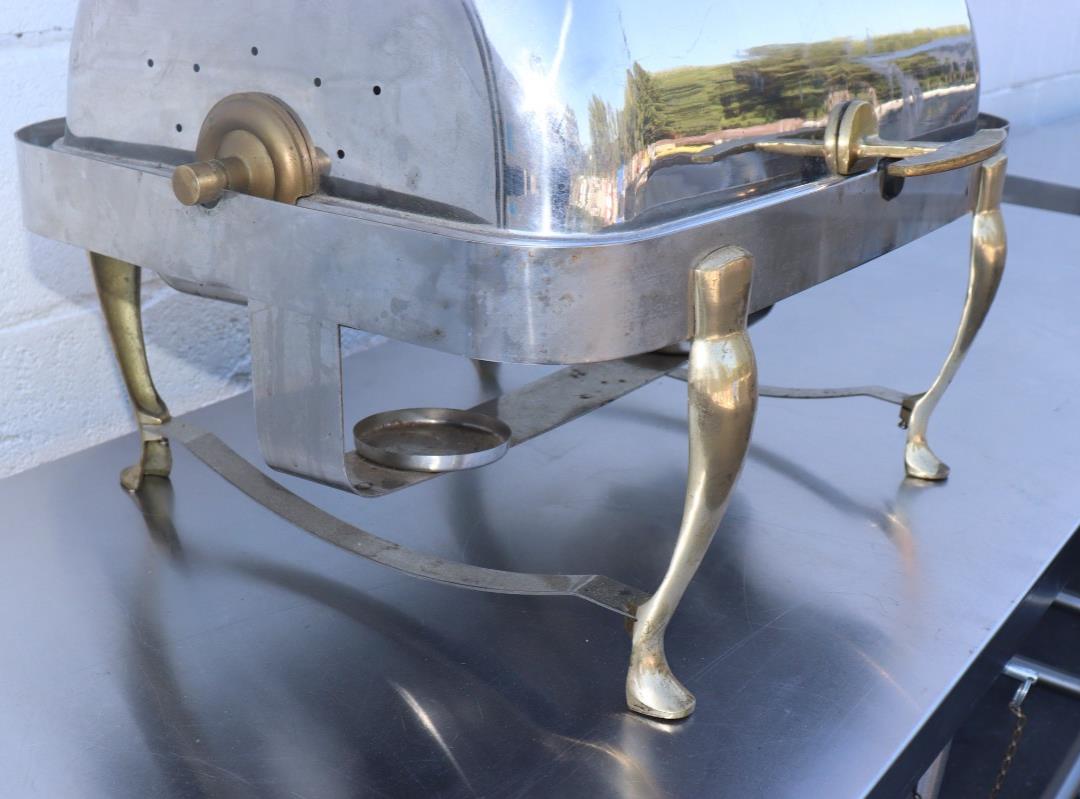 Decorative Chaffing Dish Brass / Stainless Steel, T-Handle, Vented, Used