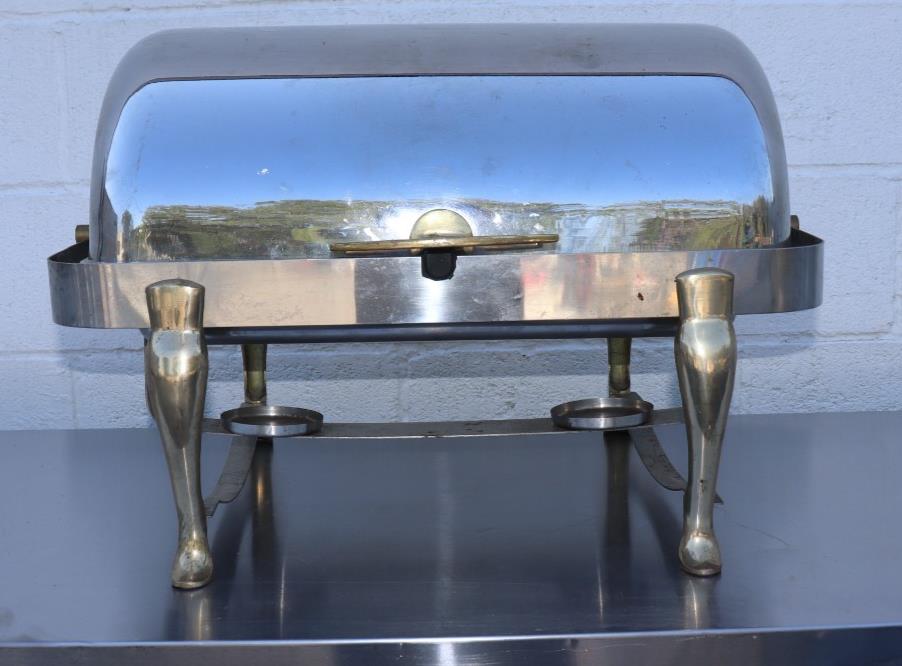 Decorative Chaffing Dish Brass / Stainless Steel, T-Handle, Vented, Used