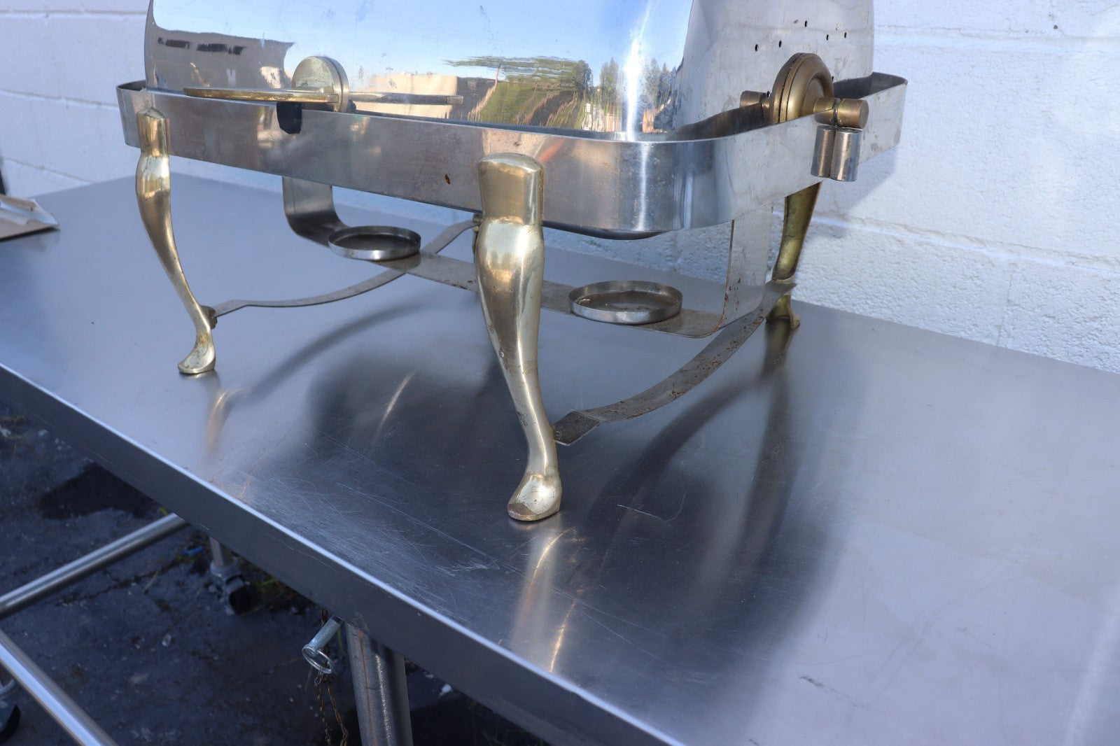 Decorative Chaffing Dish Brass / Stainless Steel, T-Handle, Vented, Used