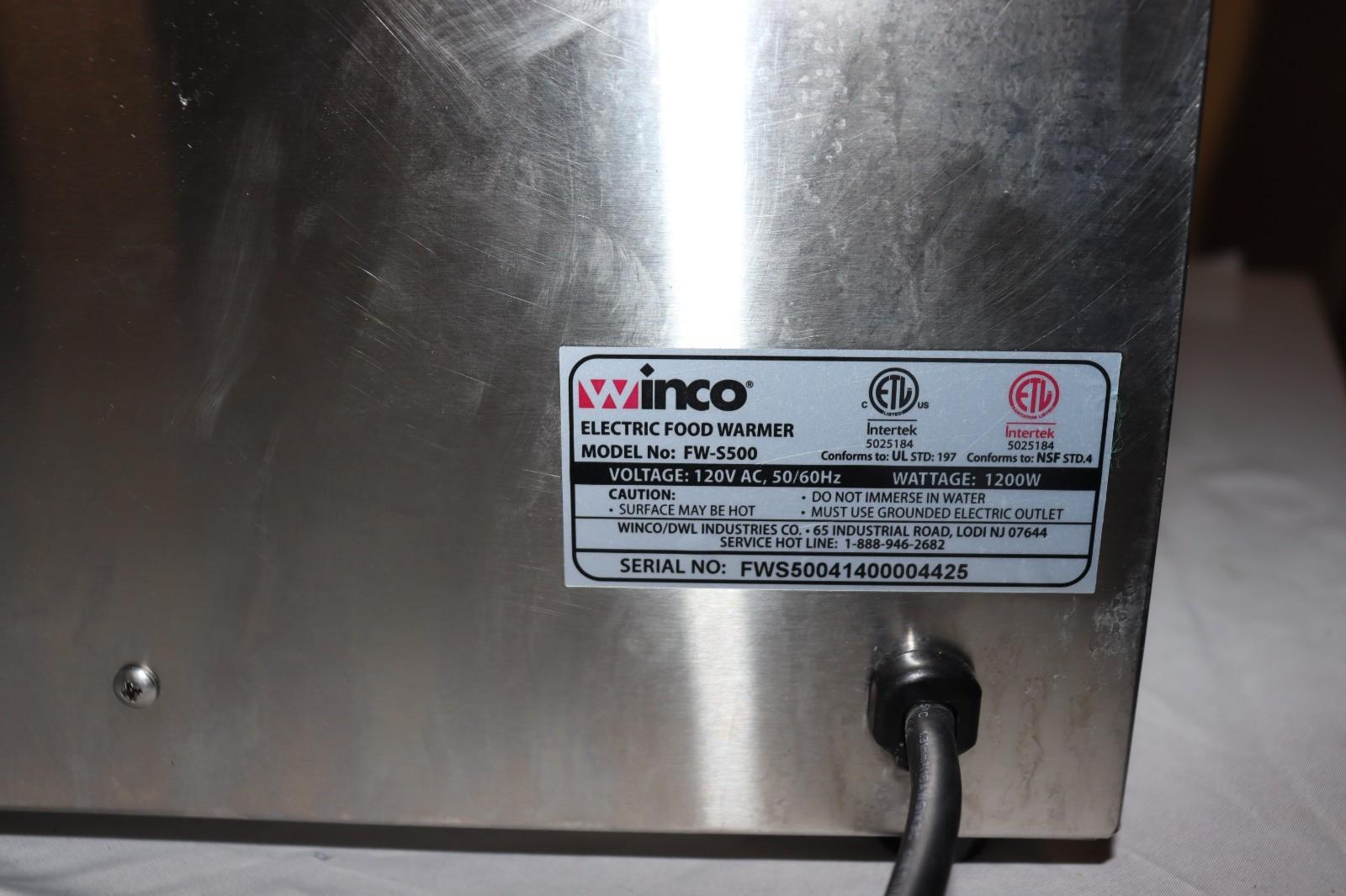 Winco Electric Food Warmer 1200W FW-S500, Clean, Used