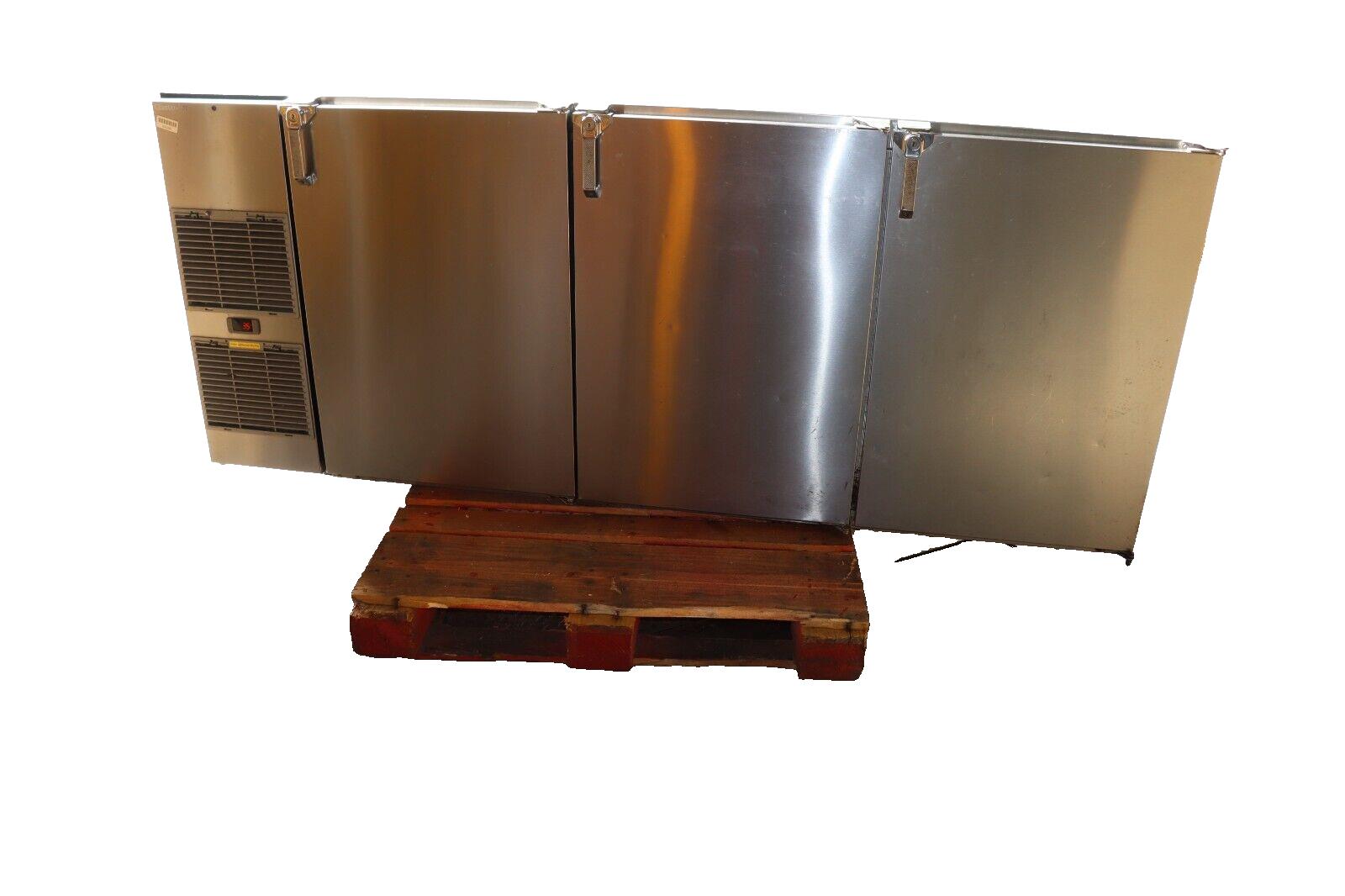 Glastender BB84 84" Under Counter 3 Solid Doors Back Bar Cooler, BB84-L1-SN(LLL)