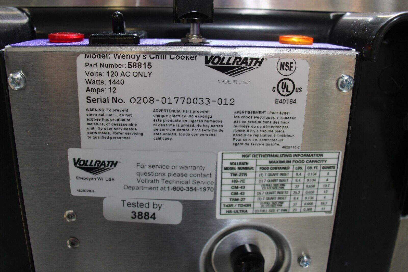 Vollrath 72023 Full Size Electric Countertop Cayenne Food Rethermalizer