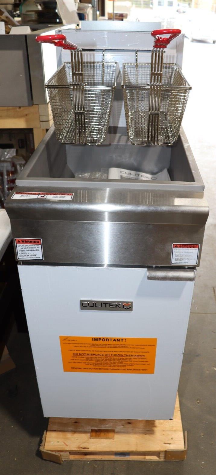 Culitek CULGF90NG 40 lbs Natural Gas Deep Fryer w/ Baskets and Accessories, NEW