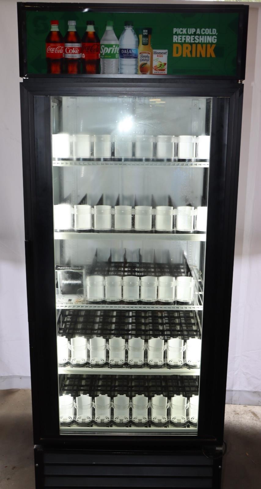 True GEM-26 Single Glass Door Refrigerator, Glass Sides, w/ Spring Loaders CLEAN