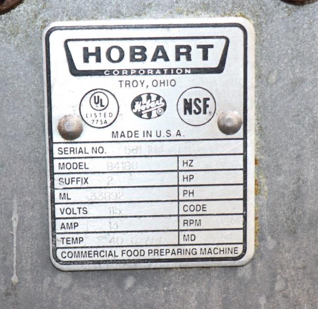 Hobart 84186 Buffalo Chopper Commercial Food Processor 1 HP 115 volts, Used