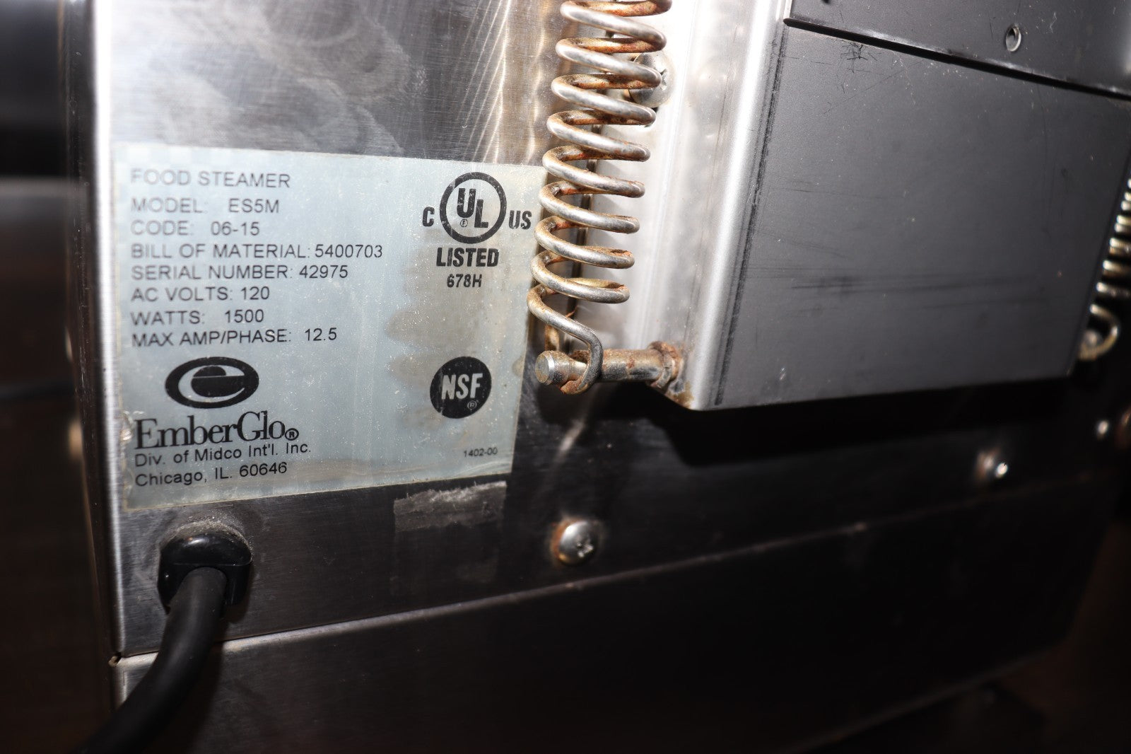 EmberGlo ES5M Countertop Steamer, Used, CLEAN