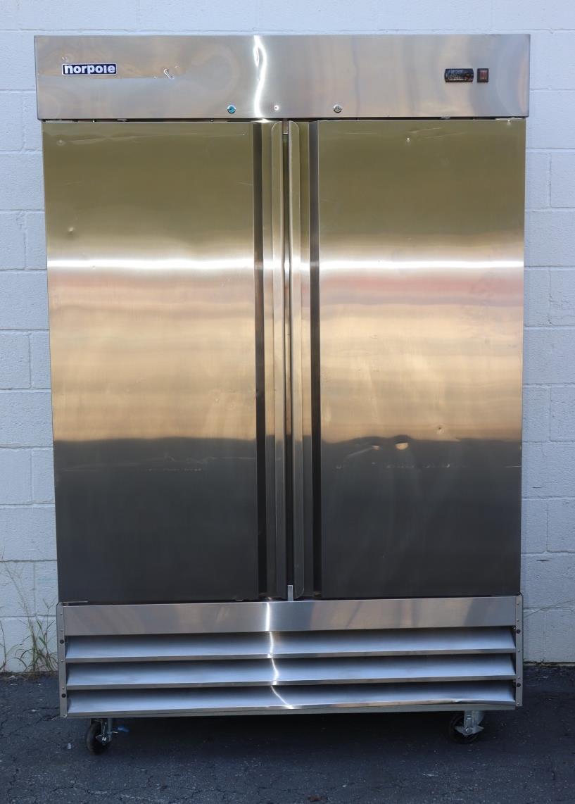 Norpole NP2R 54'' Two Section Solid Door Reach-In Refrigerator, Scratch & Dent