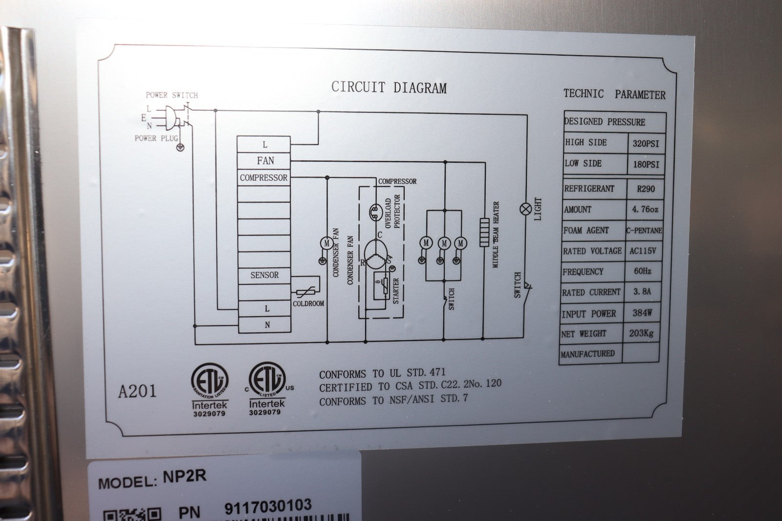 Norpole NP2R 54'' Two Section Solid Door Reach-In Refrigerator, Scratch & Dent