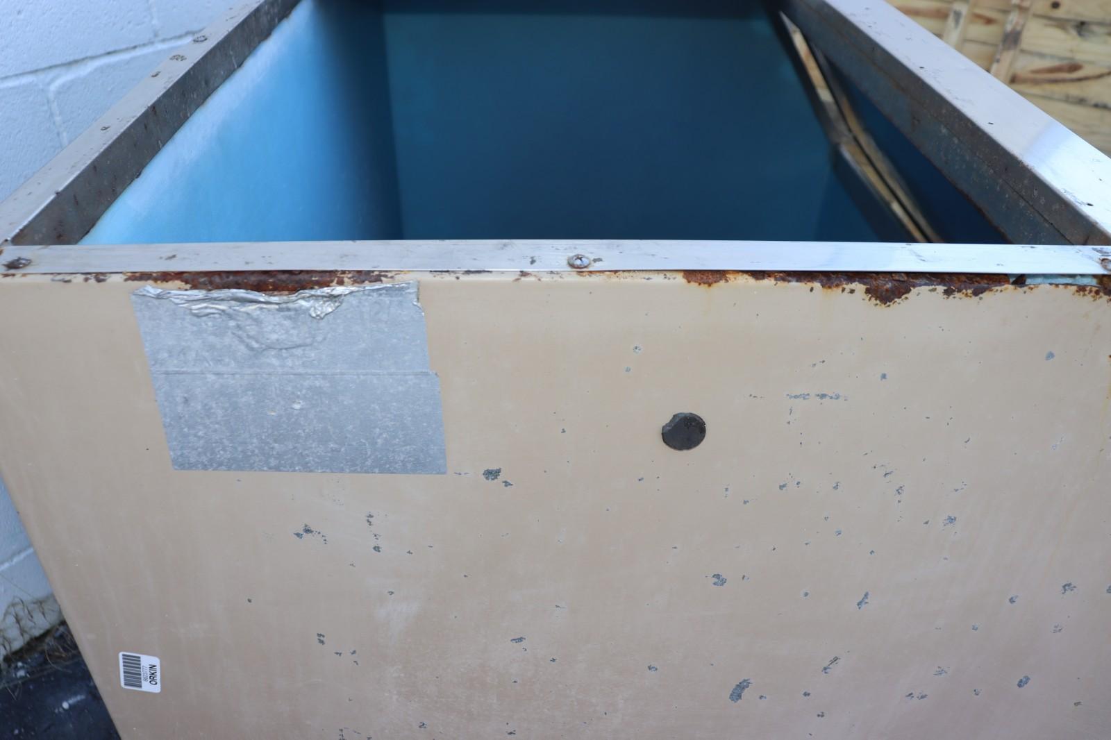 Large Storage Ice Bin, Tan Metal, Insulated, Used