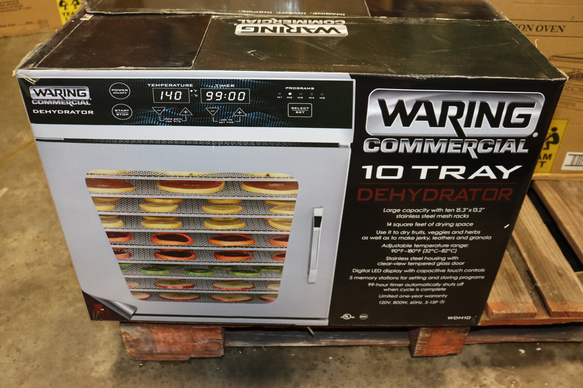 Waring 10 Tray Single Zone Stainless Commercial Food Dehydrator, WDH10