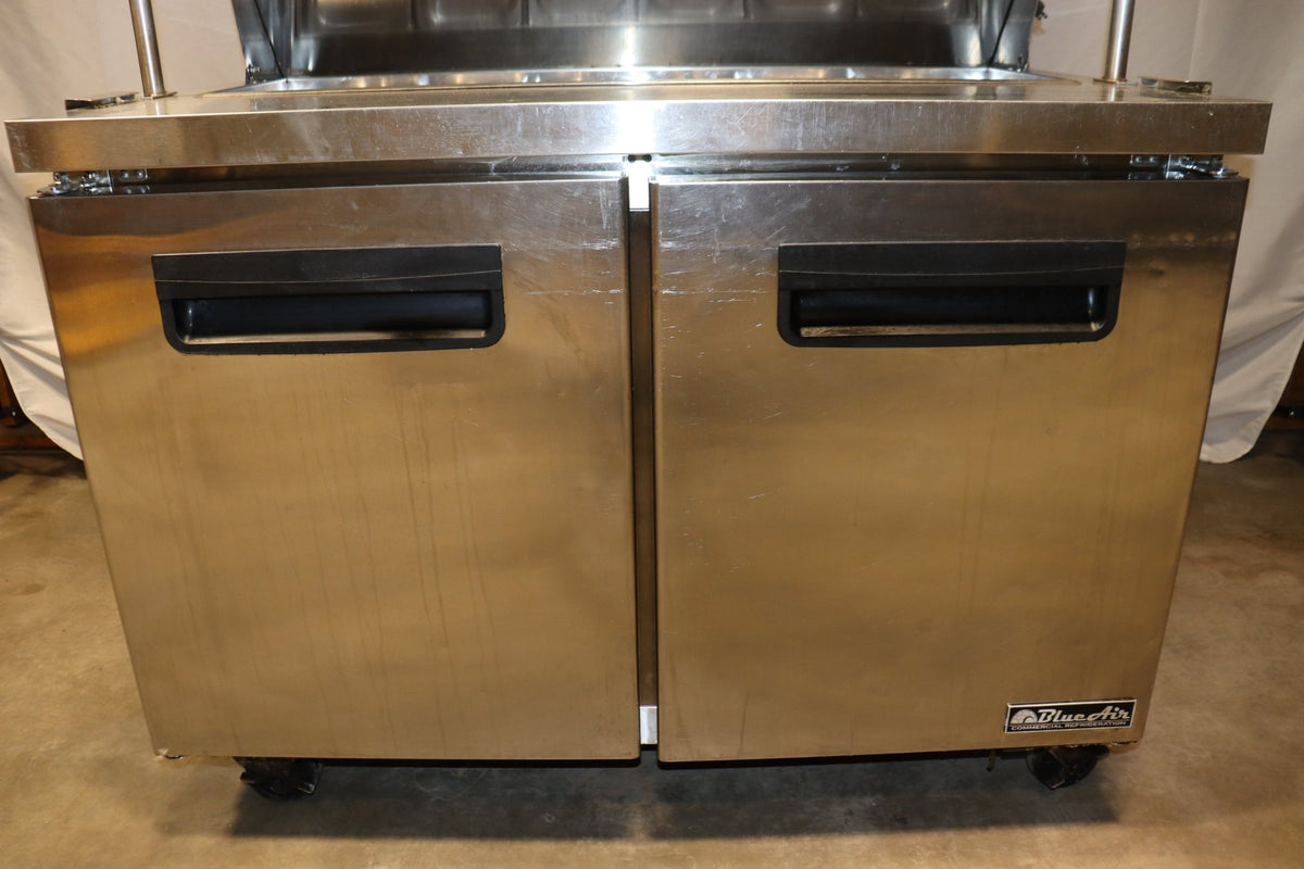 Blue Air BLPT48-HC Sandwich Prep Table Two-section 48-3/8"W, w/ Overshelf - NMB Restaurant Equipment
