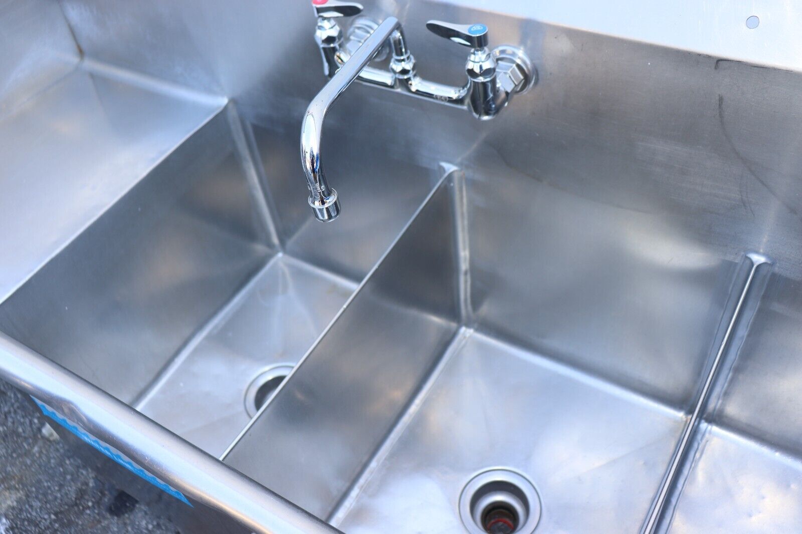 Four Compartment Commercial Sink 98" Long x 24" Wide, w/ Side Boards, Stainless - NMB Restaurant Equipment