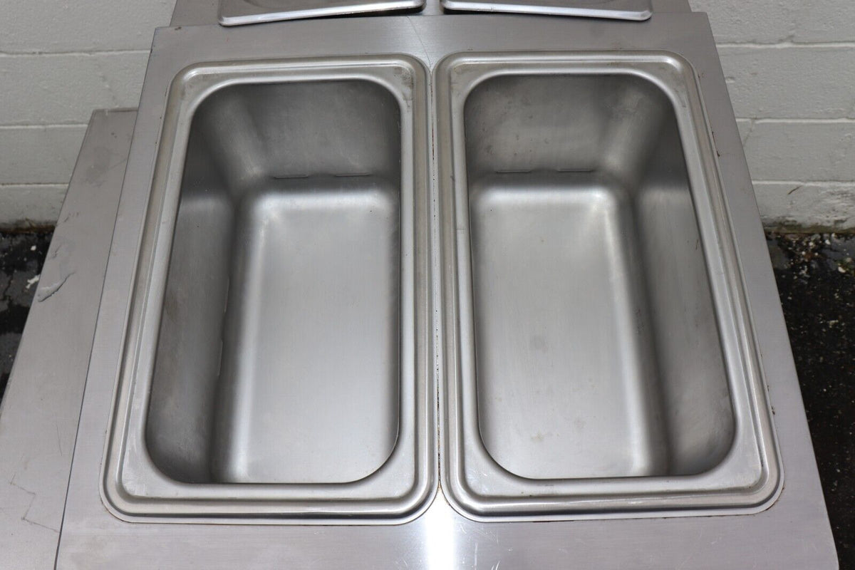 Nemco 9015-FRD Cold Condiment Station Counter-top 18" wide Two 1/3 Pans, TESTED - NMB Restaurant Equipment