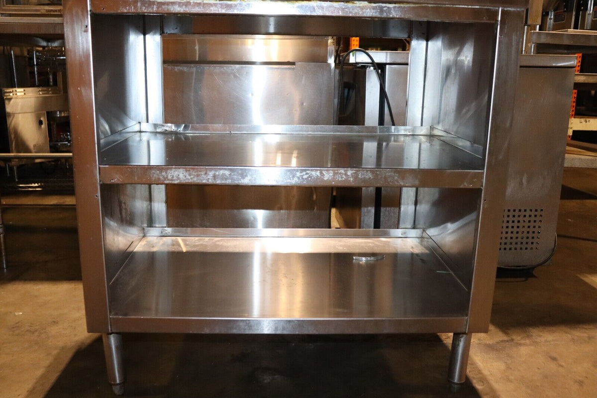 Stationary Stainless Steel Table with Storage 33.5 Inch Wide x 28 Inch Deep - NMB Restaurant Equipment