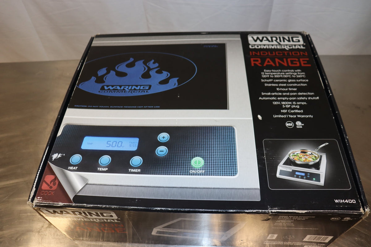 Waring WIH400 13 Inch Electric Induction Range, 120V, Flat Top, 1,800 W - NMB Restaurant Equipment