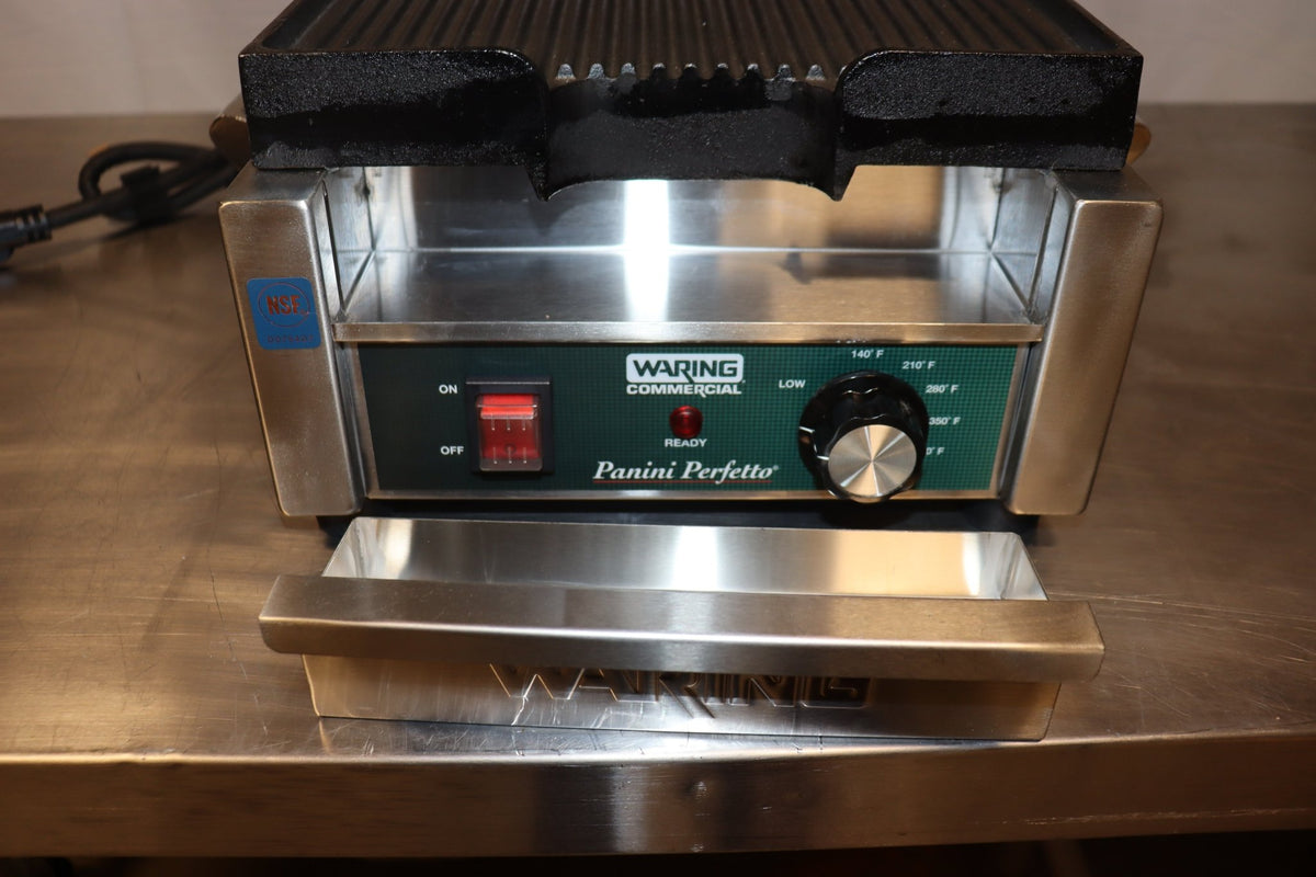 Waring WPG150 Panini Perfetto Grooved Top & Bottom Panini Grill, 120V, 1800W - NMB Restaurant Equipment