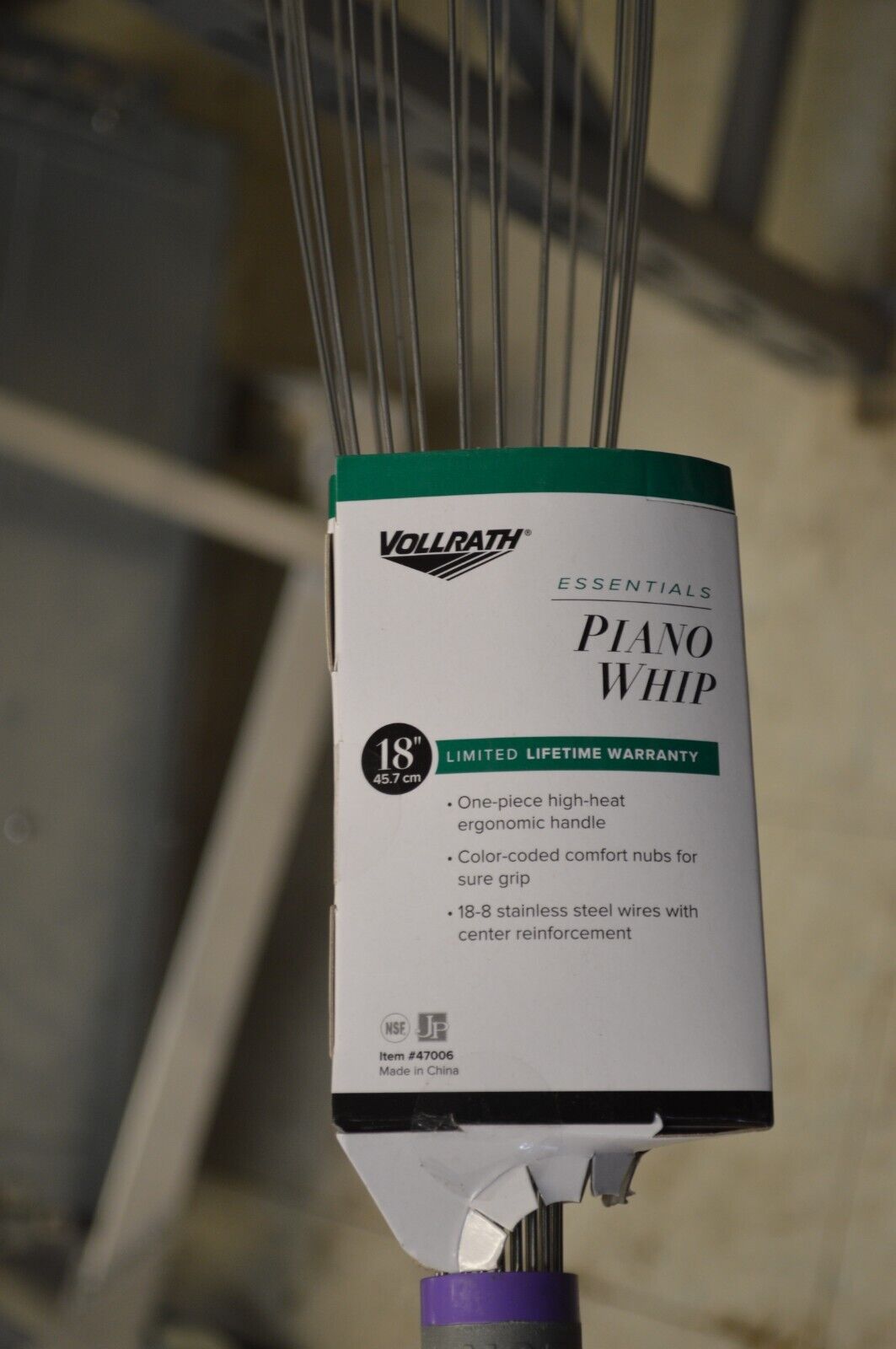 Vollrath 47006 Jacob's Pride 18" Piano Whip - Purple Nylon Handle, Stainless