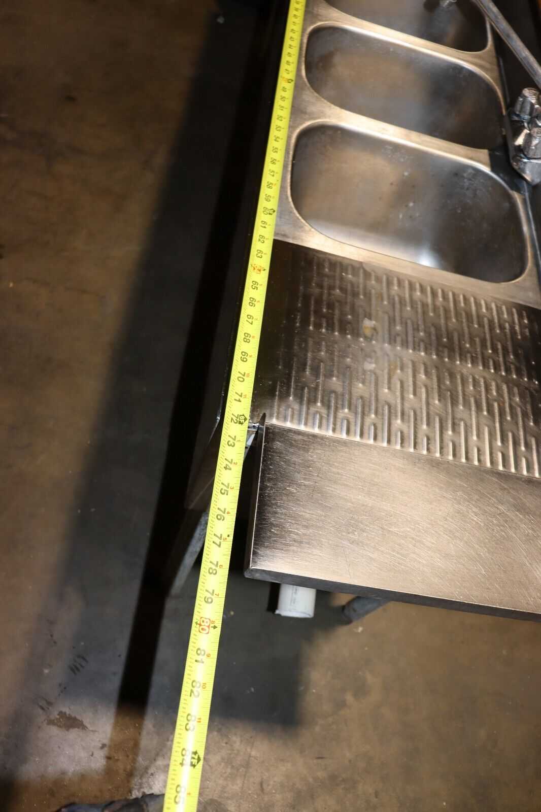 Krowne Metal 4 Compartment Stainless Bar Sink 19"D w/ Two 12" Drainboards, Used