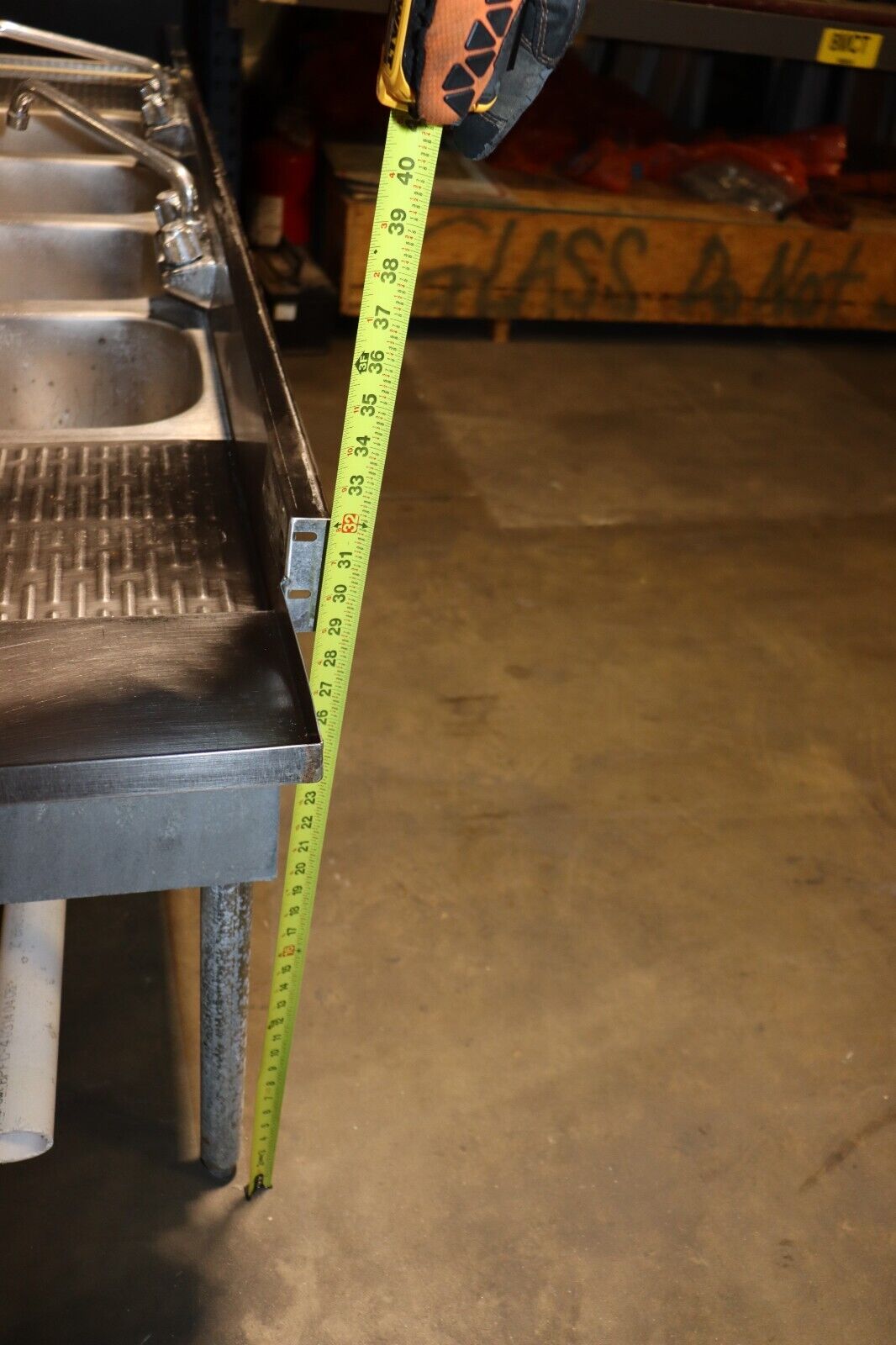 Krowne Metal 4 Compartment Stainless Bar Sink 19"D w/ Two 12" Drainboards, Used