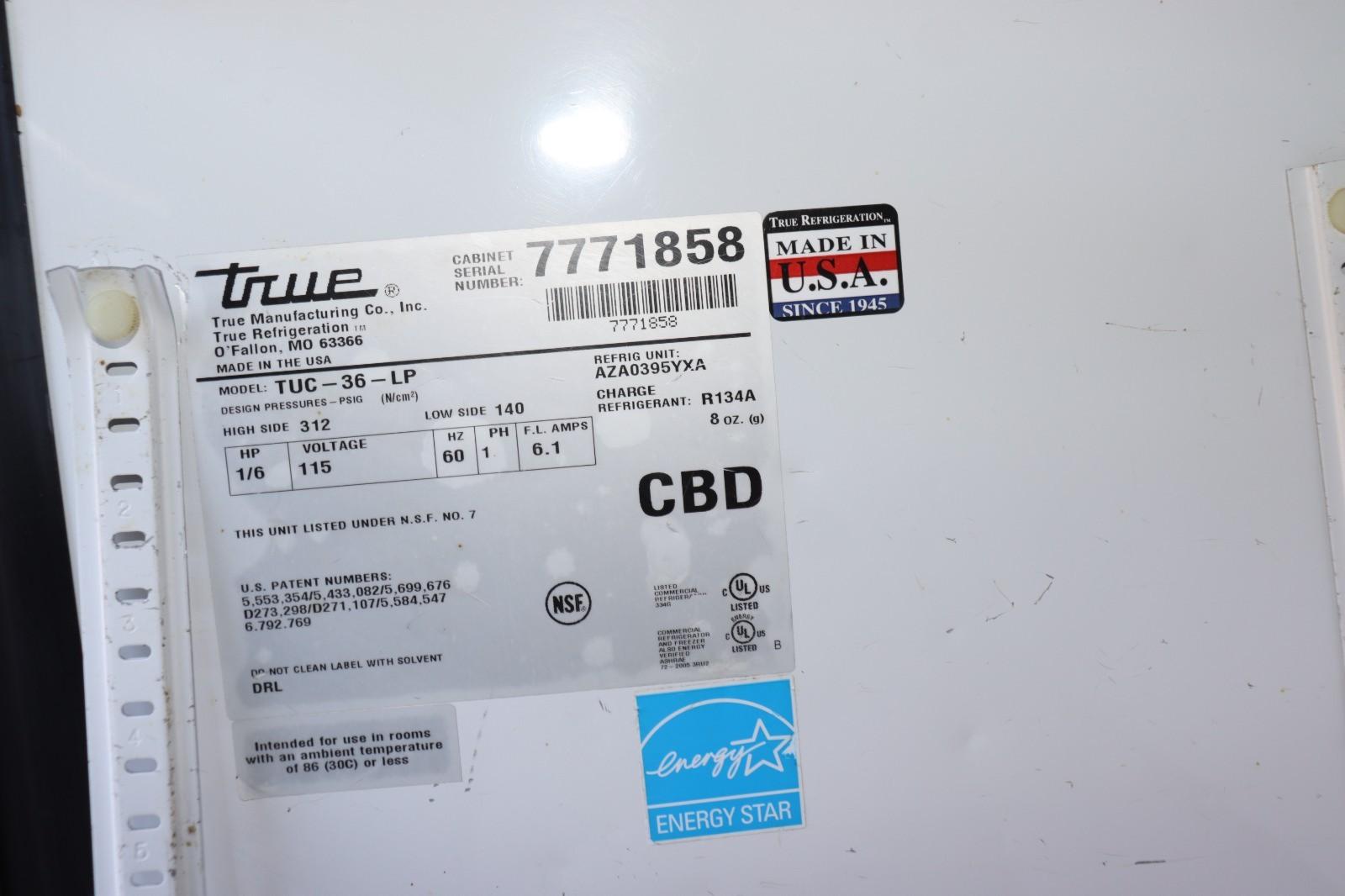 True TUC-36-LP Undercounter Low Profile 2 Door Cooler, Clean