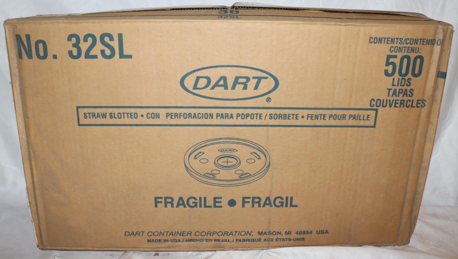 DART 32SL Plastic Lids Straw Slot Fits 32oz Hot/Cold Foam Cups White 500/Carton