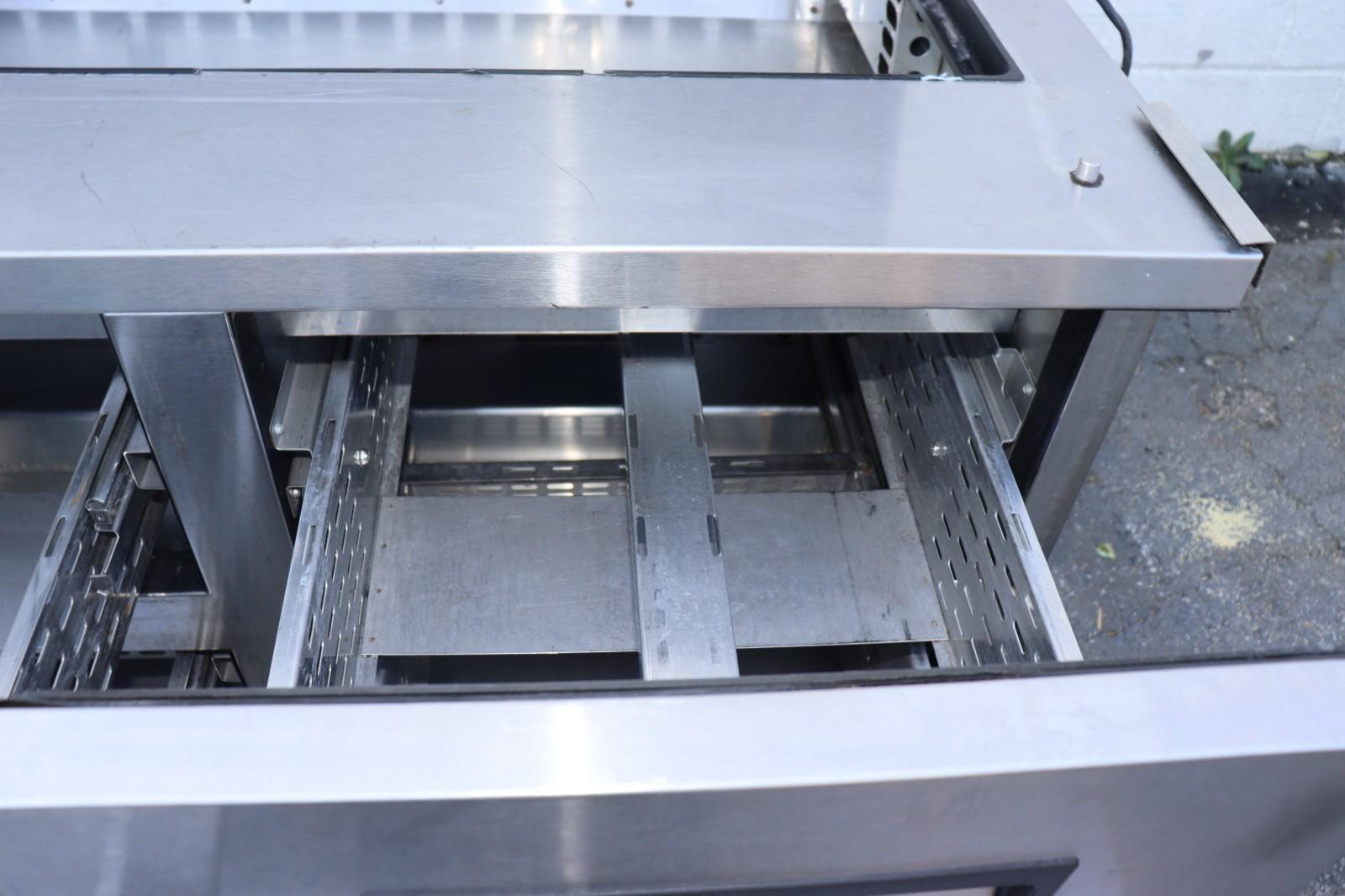 True TFP-48-18M-D-4 48" Mega Top Food Prep Table w/ 18 Pan Cap., 4 Drawers, Used