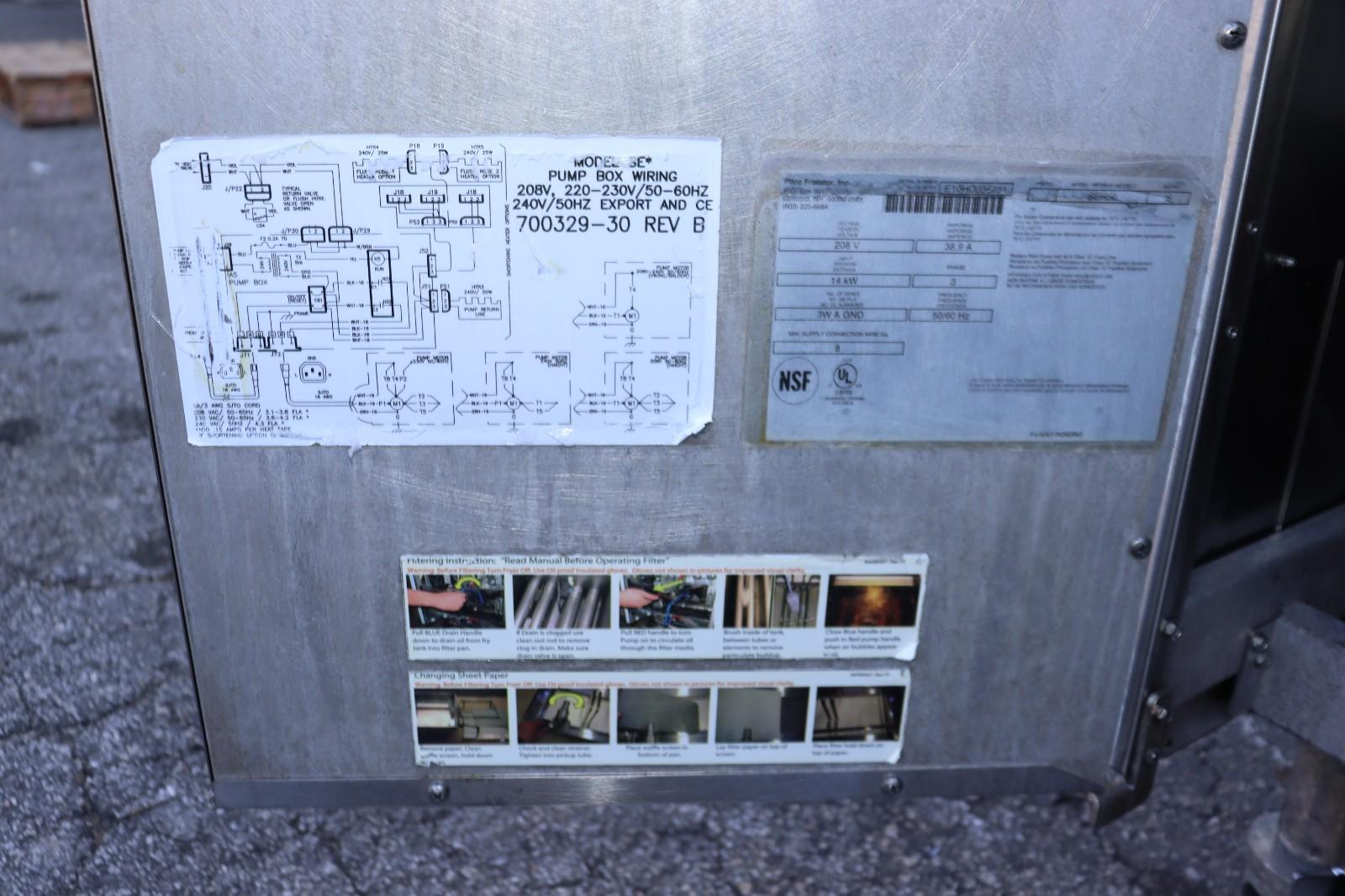 Pitco Electric 208V 3 Phase, 50 lbs, 3 Pot, SEH50, w/ Filtration System, CLEAN