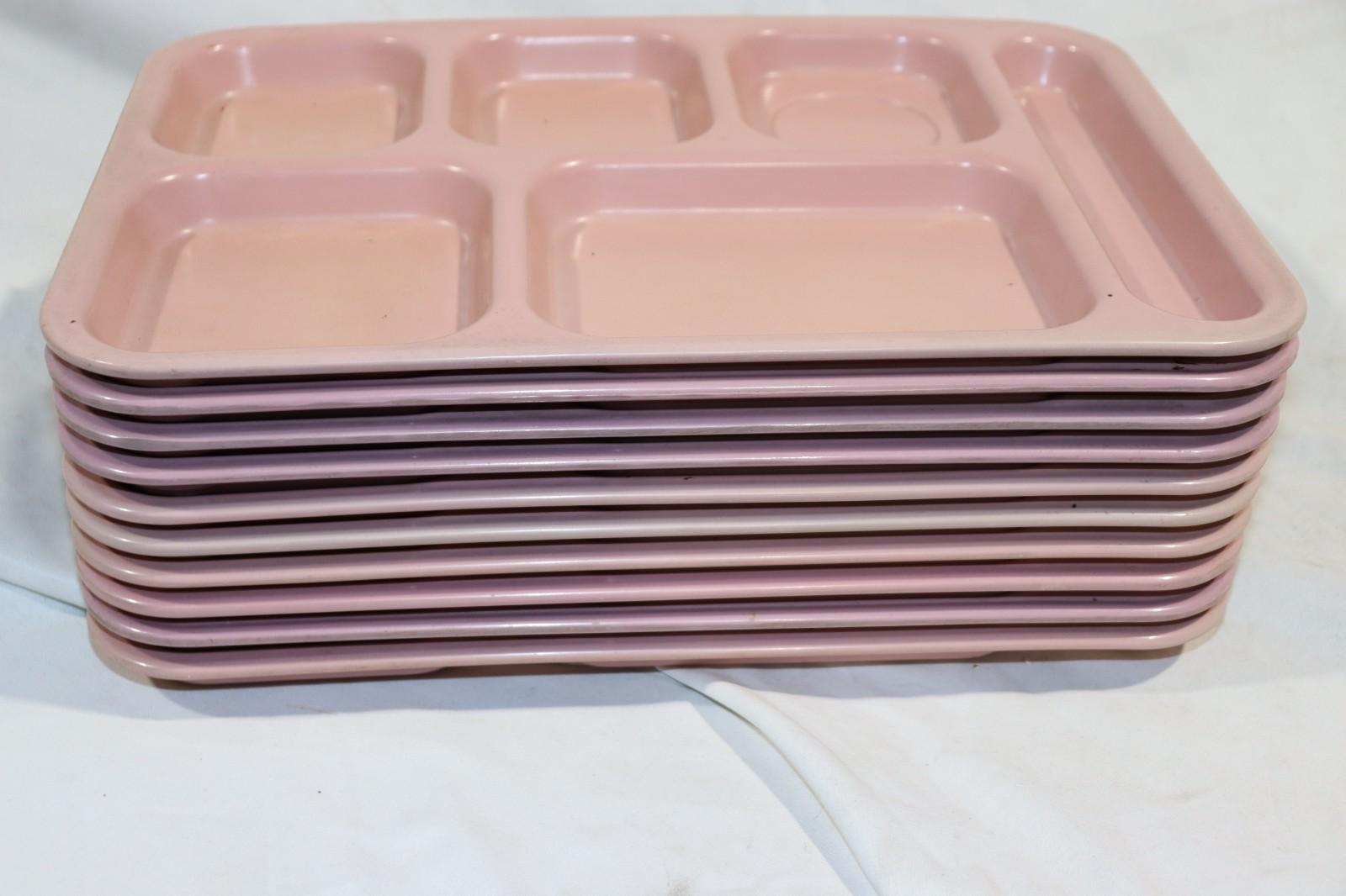 10 Pack - Carlisle 6 Compartment Cafeteria Food Tray Pink 14-1/2" x 10"