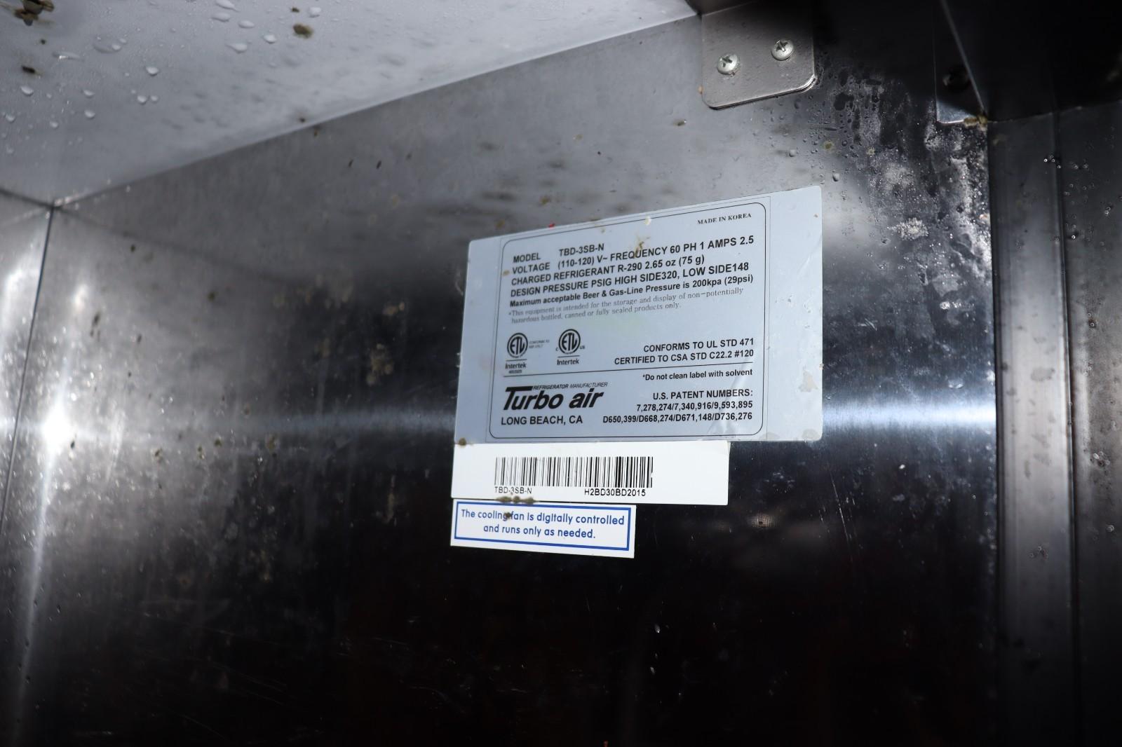 Turbo Air TBD-3SB-N 69" Kegerator Beer Dispenser, w/ Two Columns, Black, Used