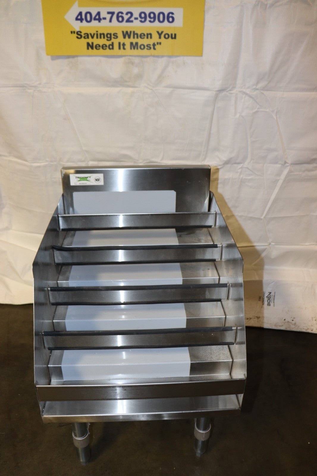 18" Liquor Bottle Display Rack 5 Tier Storage Under Bar Stainless Steel, Dents - NMB Restaurant Equipment