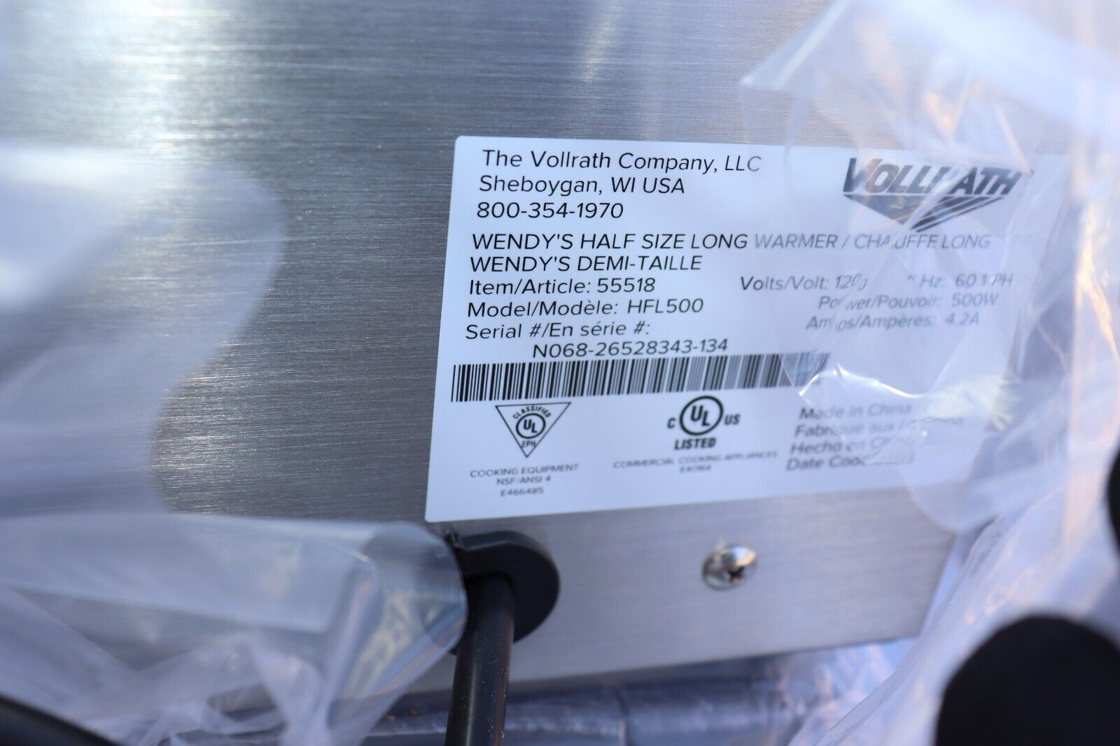 Vollrath / Idea-Medalie 55518 Warmer Countertop Half Size HFL500, NEW