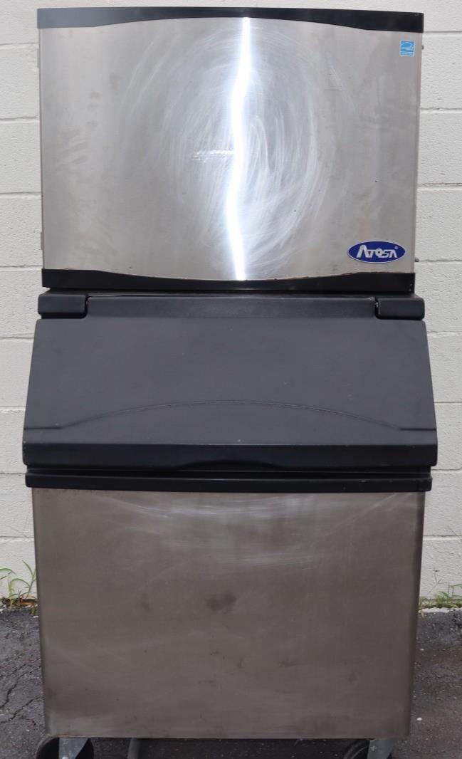 ATOSA YR-450-AP-161 460 lb ICE MACHINE W/395 lbs BIN, 30", Half Cube, Free Liftg