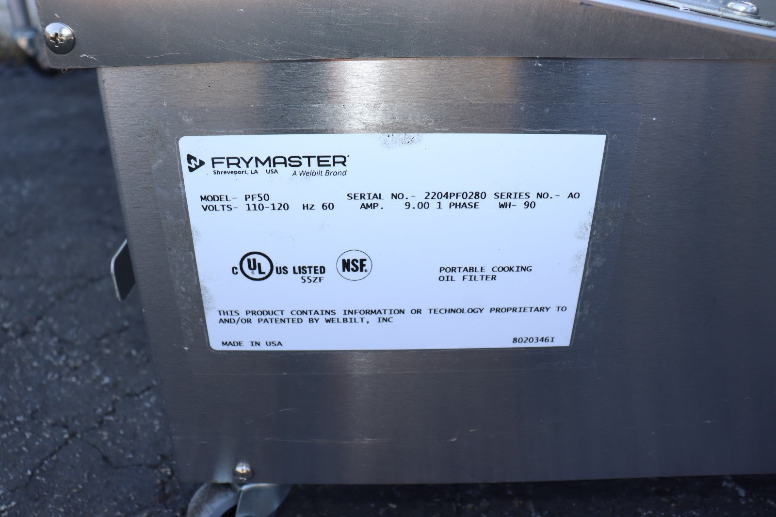 NEW 50 LB Portable Oil Filter Frymaster PF50 With Heater On Wheels
